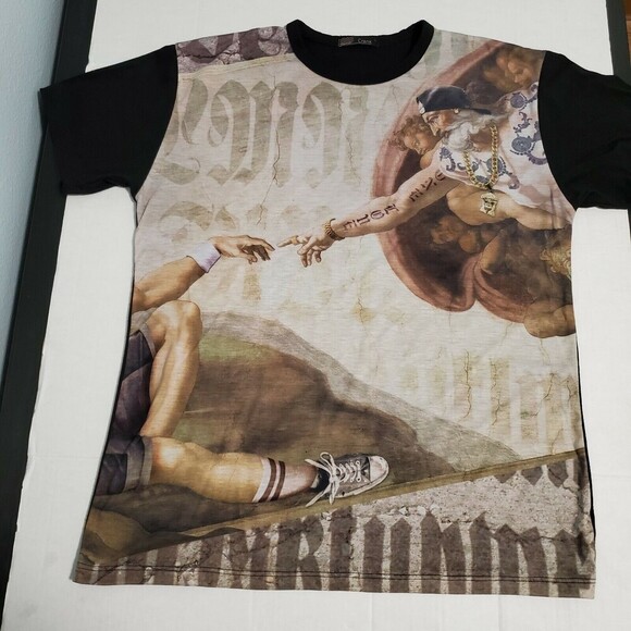 Crank T-shirt Made in USA King Tut Time V-Neck Creation of Adam Sz L Set of 2 - Picture 2 of 12